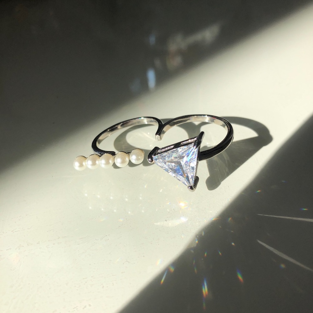 Pearl & Stone Double Ring 💍